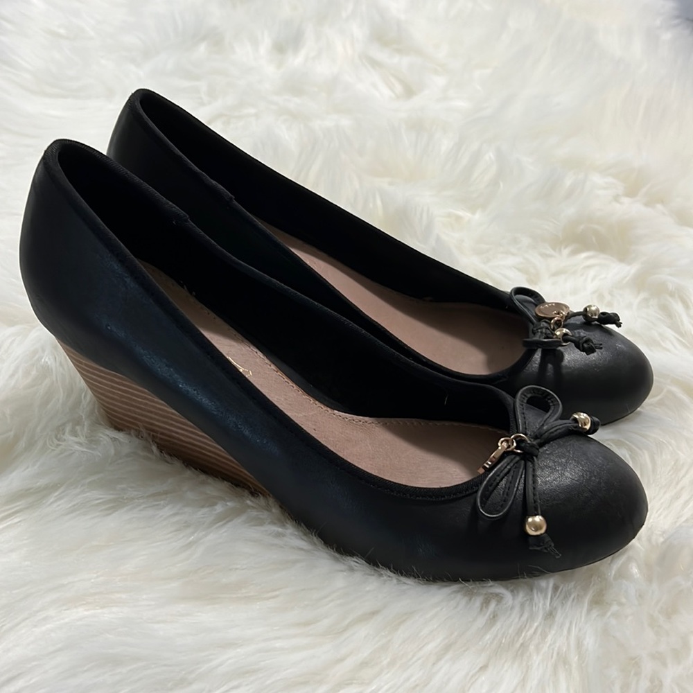 Aldo Black Shoes with Short Wedge Heel
